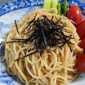 レンジ調理　ふりかけで作るお手軽明太子スパゲティ